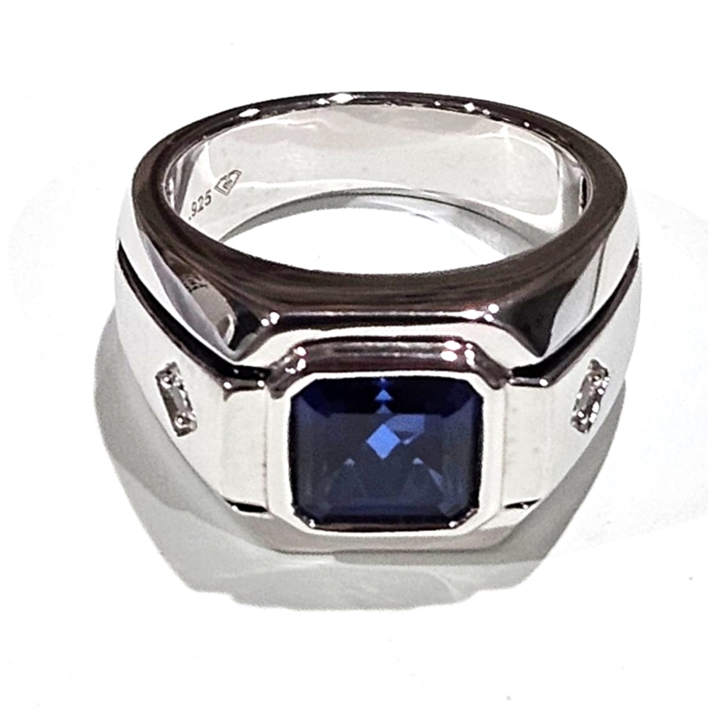 .925 Sterling Silver / Created Sapphire Ring